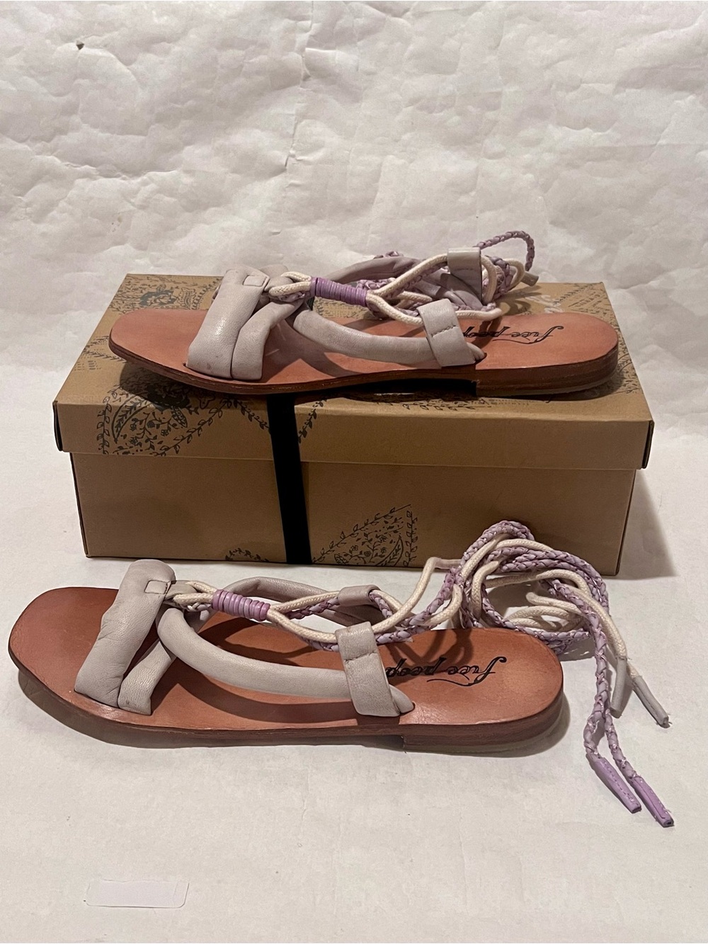NEW Free People Linden Leather Wrap Sandal in Bone Size 41 - Picture 4 of 10